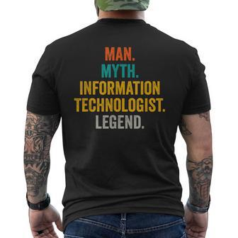 Man Myth Information Technologist Legend Computer Scientist Men's T-shirt Back Print | Mazezy