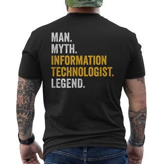 Man Myth Information Technologist Legend Job Men's T-shirt Back Print | Mazezy