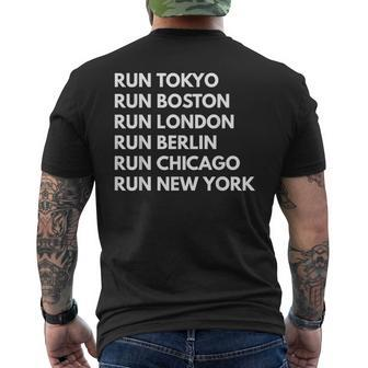 Marathon Majors Running Jog Motivational Men's T-shirt Back Print | Mazezy