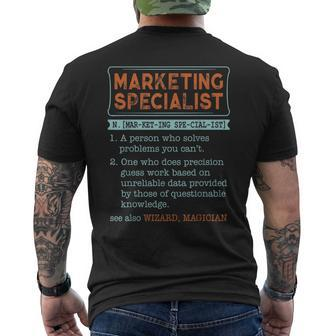 Marketing Specialist Dictionary Noun Wizard Magician Men's T-shirt Back Print | Mazezy