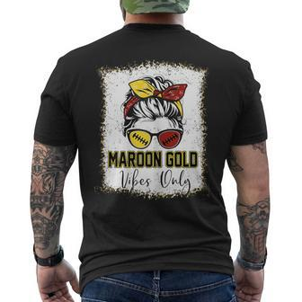 Maroon And Gold Vibes Only High School Football Game Day Men's T-shirt Back Print - Thegiftio UK