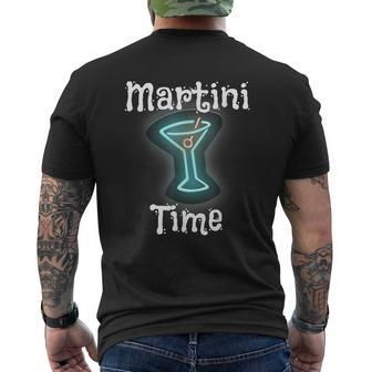 Martini Time Cocktail Drink Bar Lounge Fun Men's T-shirt Back Print | Mazezy