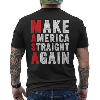 Masa Make America Straight Again American Flag Political Men's Back Print T-shirt | Mazezy