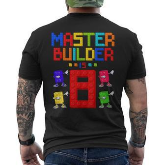 Master Builder Is 8 Yrs Old Building 8Th Birthday Boys Girls Mens Back Print T-shirt | Mazezy