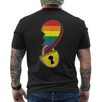 Matching Half Heart Gay Pride Lgbt-Q Flag Couple Lock Love Mens Back Print T-shirt | Mazezy UK