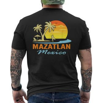 Mazatlan Mexico Beach Sunset Palm Trees Ocean Surfer Men's T-shirt Back Print | Mazezy