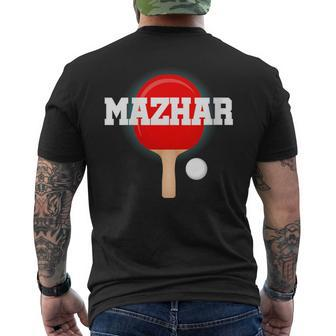 Mazhar Name Boys Table Tennis Ping Pong Game Racket Sports Men's T-shirt Back Print | Mazezy