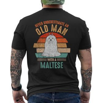 Mb Never Underestimate An Old Man With A Maltese Men's T-shirt Back Print - Seseable