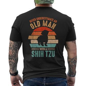 Mb Never Underestimate An Old Man With A Shih Tzu Men's T-shirt Back Print - Seseable