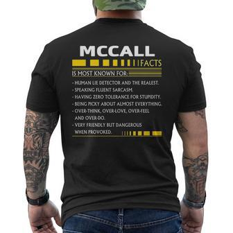 Mccall Name Gift Mccall Facts V2 Mens Back Print T-shirt - Seseable