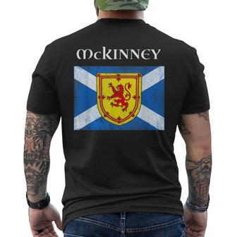 Mckinney Scottish Clan Name Gift Scotland Flag Festival Mens Back Print T-shirt | Mazezy