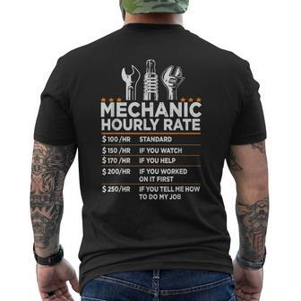 Mechanic Hourly Rate Labor Rates Funny Coworkers Car Lover Mechanic Funny Gifts Funny Gifts Mens Back Print T-shirt | Mazezy