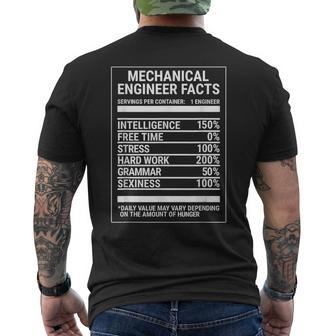 Mechanical Engineering Nutritional Facts Engineer Men's T-shirt Back Print | Mazezy AU