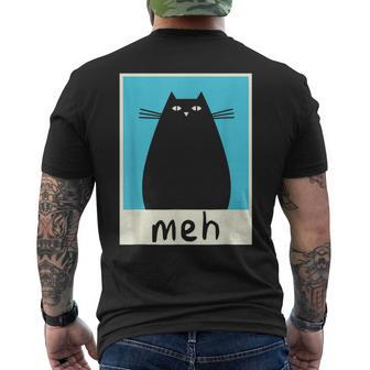 Meh Cat Meow Kitty Cat Lover Japanese Cat Kawaii Anime Mens Back Print T-shirt - Seseable