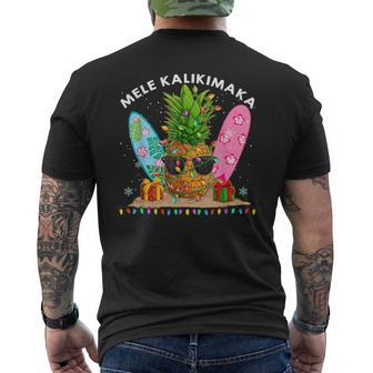 Mele Kalikimaka Hawaiian X-Mas Pineapple Lights Men's T-shirt Back Print - Monsterry UK