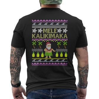 Mele Kalikimaka Vacation Ugly Christmas Sweater Style Men's T-shirt Back Print | Mazezy