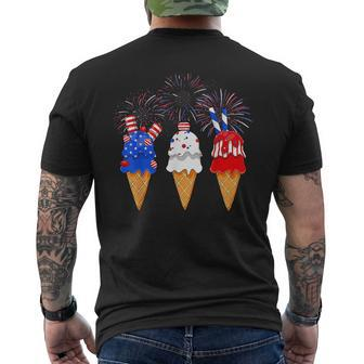 Memorial Day 4Th Of July Holiday Patriotic Ice Cream Cones Mens Back Print T-shirt | Mazezy