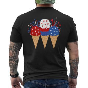 Memorial Day 4Th Of July Patriotic Ice Cream Cones Popsicle Mens Back Print T-shirt | Mazezy