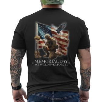 Memorial Day Land Of Free Never Forget Veterans America Flag Mens Back Print T-shirt | Mazezy UK