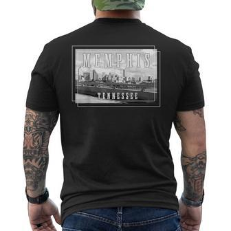 Memphis Tennessee Skyline Pride Vintage Black & White Mens Back Print T-shirt | Mazezy