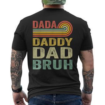 Men Dada Daddy Dad Father Bruh Funny Fathers Day Vintage Men's Crewneck Short Sleeve Back Print T-shirt