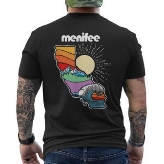 Menifee California Outdoors Retro Nature Graphic Men's T-shirt Back Print | Mazezy