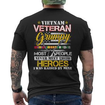 Mens Vietnam Veteran Grumpy Raised By My Hero Veteran Day 119 Mens Back Print T-shirt - Monsterry AU