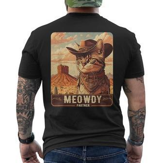 Meowdy Funny Country Music Cat Cowboy Hat Poster Funny Mens Back Print T-shirt - Thegiftio UK