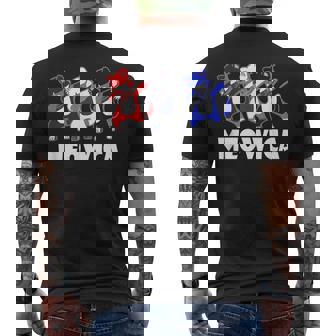 Meowica Funny Dabbing Cat Patriotic Red White And Blue Patriotic Funny Gifts Mens Back Print T-shirt | Mazezy