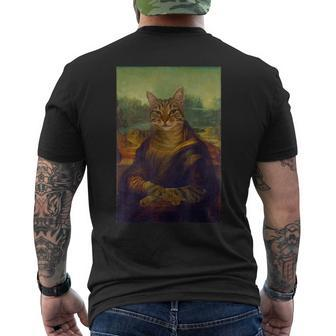 Meowing Lisa Cat Cat Art Cat Lover Cat Owner Men's T-shirt Back Print - Seseable