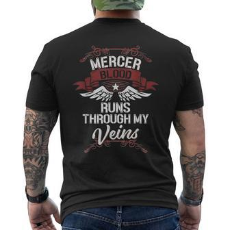 Mercer Blood Runs Through My Veins Last Name Family Men's T-shirt Back Print - Seseable