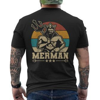Merdaddy Mermaid Dad Costume Fathers Day Party Outfit Merman Mens Back Print T-shirt | Mazezy