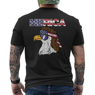 Merica Bald Eagle Mullet Sunglasses Fourth July 4Th Patriot Mens Back Print T-shirt | Mazezy CA