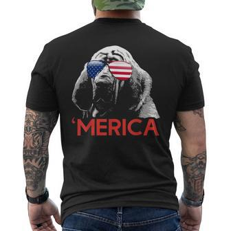 Merica Bloodhound American Flag 4Th Of July Mens Back Print T-shirt - Monsterry CA