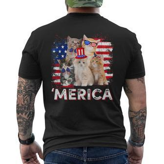 Merica Cats Patriotic Cat Lovers Usa Flag 4Th Of July Mens Back Print T-shirt | Mazezy