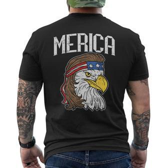 Merica Eagle Mullet 4Th Of July Redneck Patriot Men's Back Print T-shirt | Mazezy