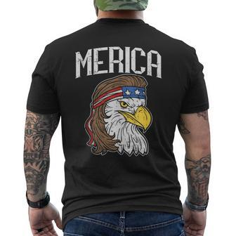 Merica Eagle Mullet 4Th Of July Redneck Pride Patriot Flag Mens Back Print T-shirt | Mazezy
