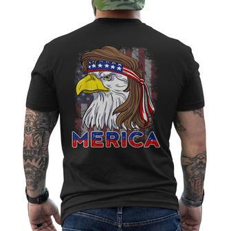 Merica Eagle Mullet American Flag Usa 4Th Of July Mens Back Print T-shirt - Monsterry