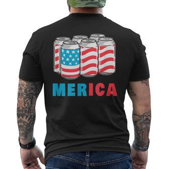Merica Funny 4Th Of July Beer Patriotic Usa Flag American  Mens Back Print T-shirt