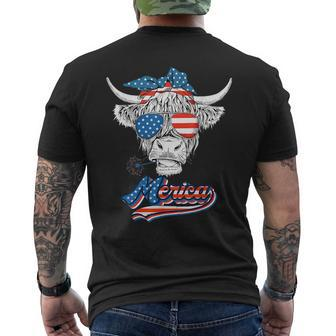Merica Heifer Cow Farm Farmer Patriotic Freedom 4Th Of July Men's Crewneck Short Sleeve Back Print T-shirt - Monsterry