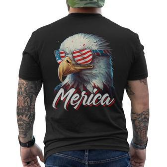 Merica Patriotic American Bald Eagle Funny 4Th Of July Mens Back Print T-shirt | Mazezy