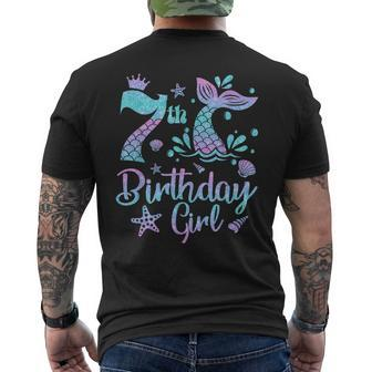 Mermaid Birthday Girl 7 Year Old Its My 7Th Bday Mermaid Mens Back Print T-shirt - Seseable