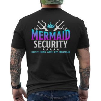 Mermaid Security Family Birthday Halloween Costume Boys Men's T-shirt Back Print | Mazezy