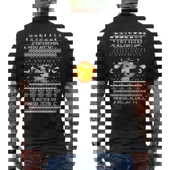 Merry Christmas And A Blessed Yule Ugly Christmas Sweaters Men's T-shirt Back Print - Monsterry