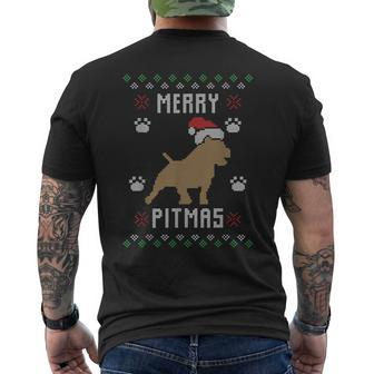 Merry Pitmas Ugly Christmas Sweater Pit Bull Lovers Men's T-shirt Back Print - Monsterry UK