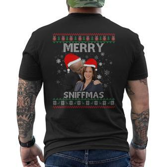 Merry Sniffmas Christmas Anti Biden Kamala Ugly Xmas Sweater Men's T-shirt Back Print - Monsterry AU