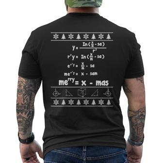 Merry X-Mas Ugly Christmas Math Sweater Men's T-shirt Back Print | Mazezy
