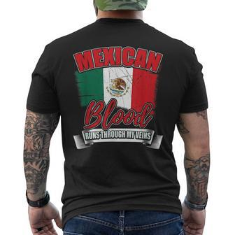 Mexican Blood Runs Through My Veins Mexico Country Flag Men's T-shirt Back Print - Seseable