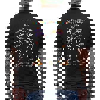Mexican Dia De Los Muertos Day Of The Dead Skeleton Dancing Men's T-shirt Back Print | Mazezy