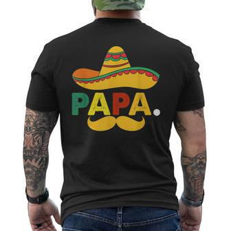 Mexican Fiesta Birthday Party Theme Papa Matching Family Dad Mens Back Print T-shirt - Seseable